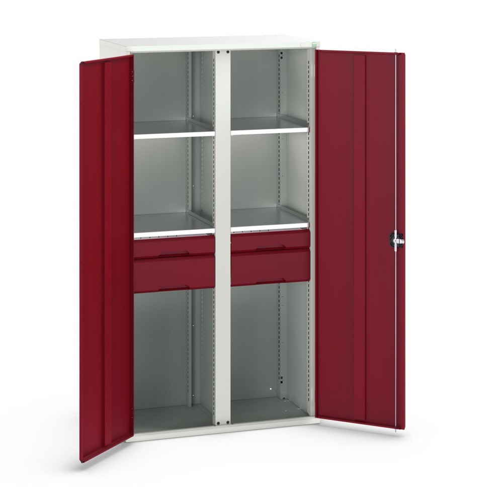 Produktabbildung: bott verso Flügeltürschrank mit Schubladen, mit 4 Fachböden und 4 Schubladen, BxTxH: 1050 x550 x 2000 mm