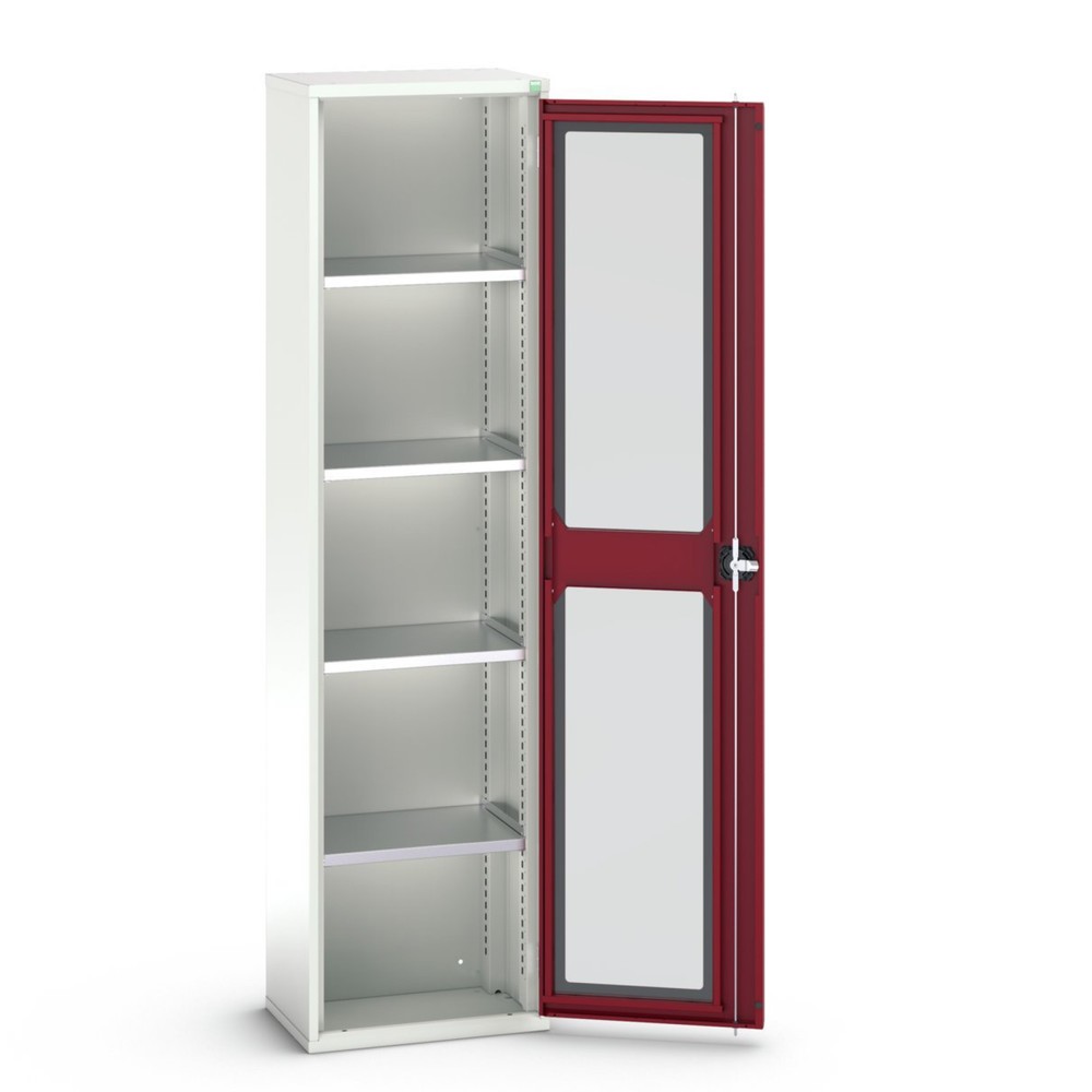Produktabbildung: bott verso Flügeltürschrank mit Sichtfenster, mit 4 Fachböden, BxTxH: 525 x 350 x 2000 mm