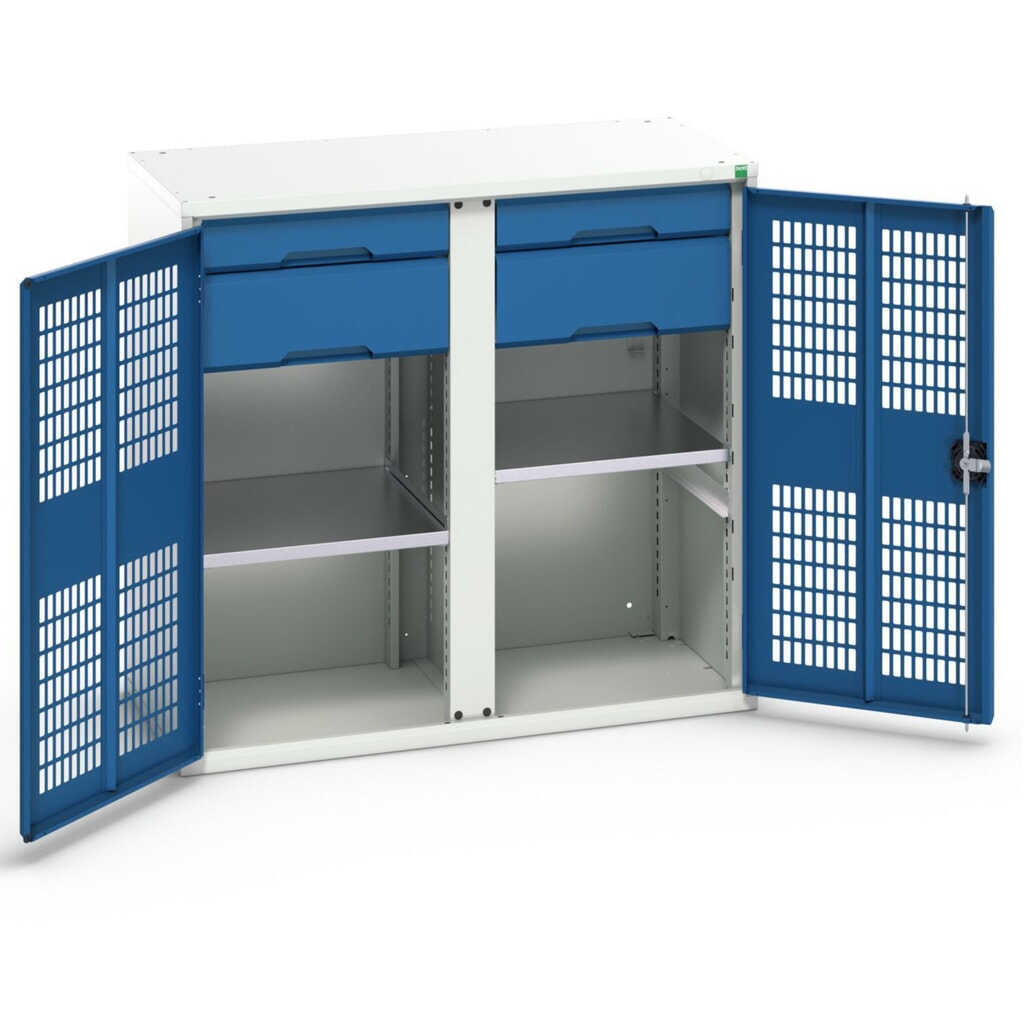 Produktabbildung: bott verso Kleiderspind mit Belüftung, mit 2 Fachböden, 4 Schubladem, Trennwand, BxTxH: 1050 x 550 x 1000 mm