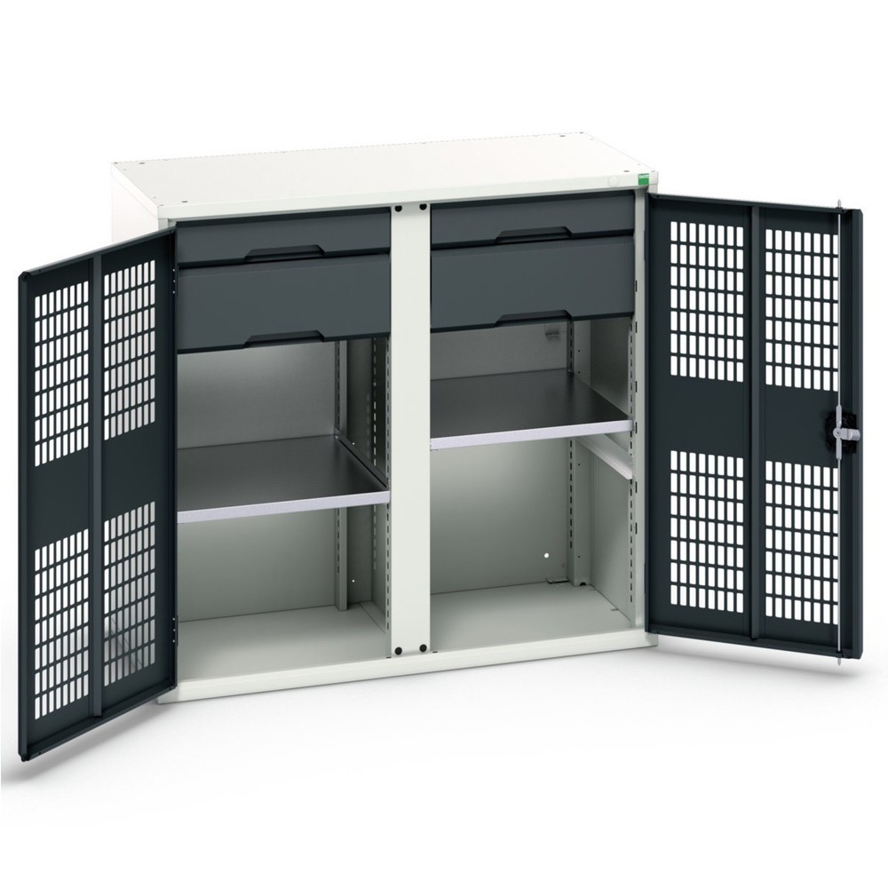 Produktabbildung: bott verso Kleiderspind mit Belüftung, mit 2 Fachböden, 4 Schubladem, Trennwand, BxTxH: 1050 x 550 x 1000 mm