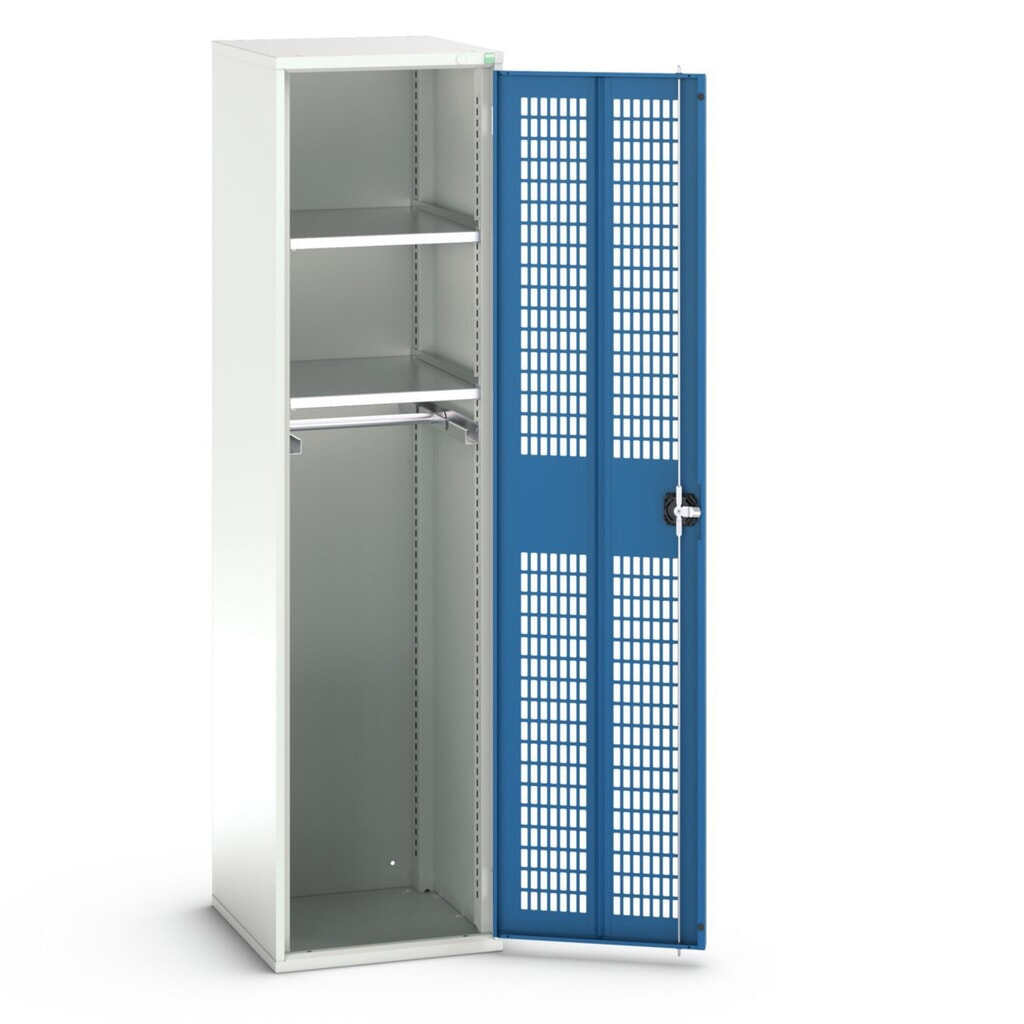 bott verso Kleiderspind mit Belüftung, mit 2 Fachböden und 1 Kleiderstange, BxTxH: 525 x 550 x 2000 mm Produktabbildung: bott verso Kleiderspind mit Belüftung, mit 2 Fachböden und 1 Kleiderstange, BxTxH: 525 x 550 x 2000 mm