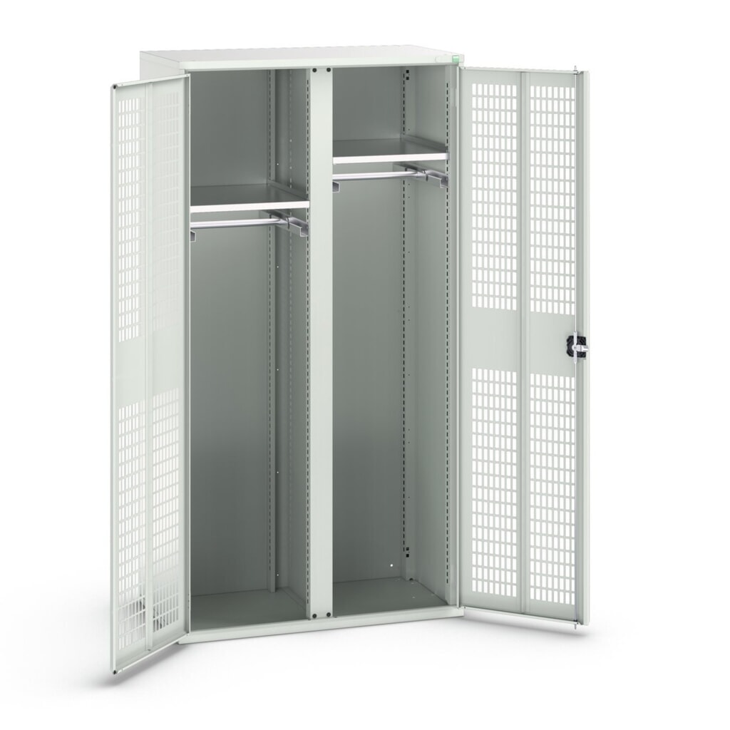 bott verso Kleiderspind mit Belüftung, mit 2 Fachböden und Trennwand, BxTxH: 1050 x550 x 2000 mm Produktabbildung: bott verso Kleiderspind mit Belüftung, mit 2 Fachböden und Trennwand, BxTxH: 1050 x550 x 2000 mm