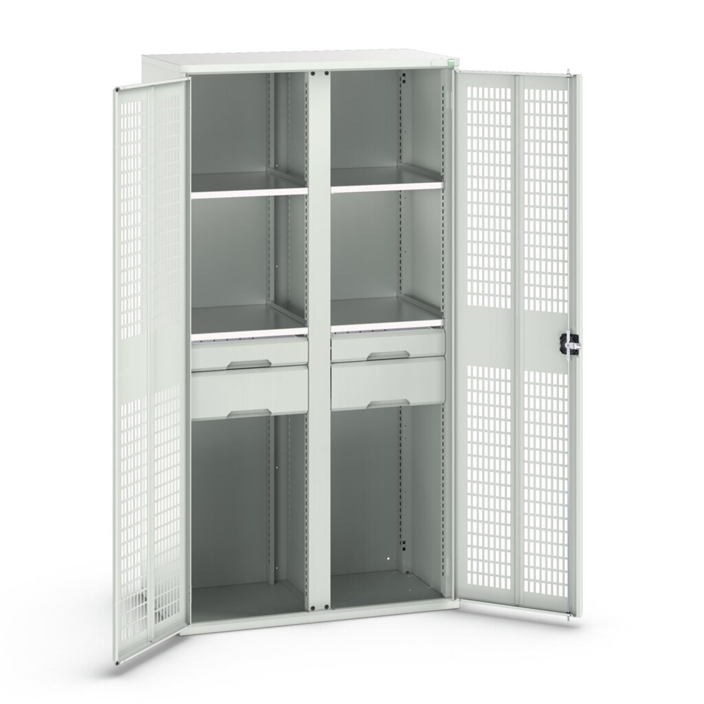 Produktabbildung: bott verso Kleiderspind mit Belüftung, mit 4 Fachböden und 4 Schubladen, BxTxH: 1050 x550 x 2000 mm