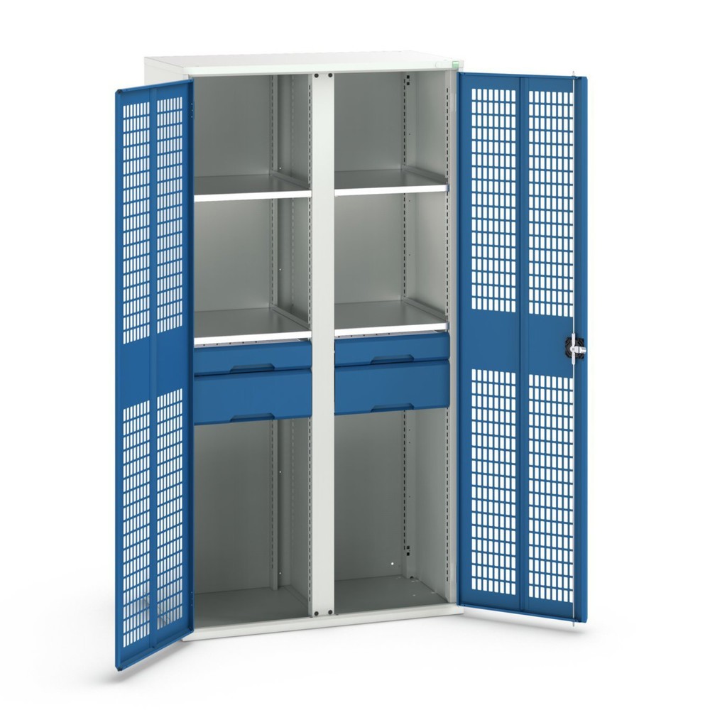 Produktabbildung: bott verso Kleiderspind mit Belüftung, mit 4 Fachböden und 4 Schubladen, BxTxH: 1050 x550 x 2000 mm