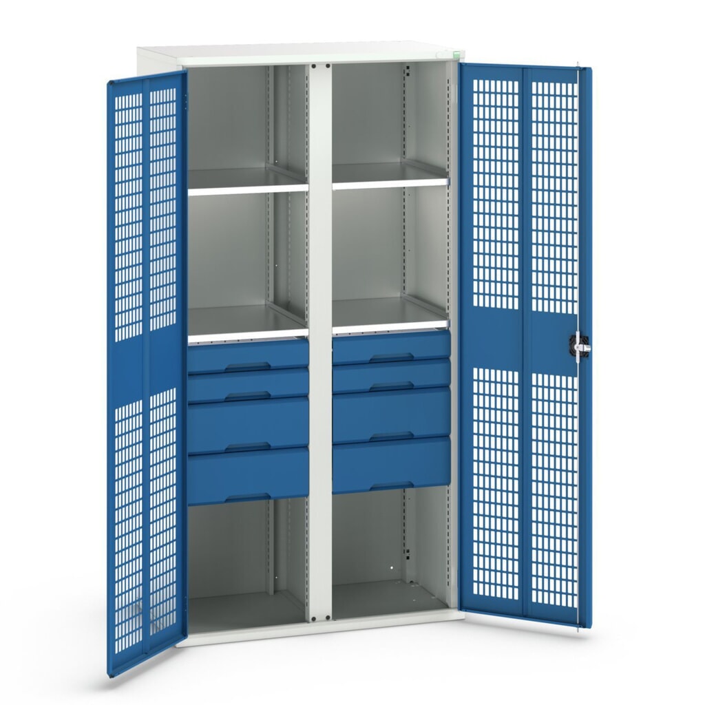 Produktabbildung: bott verso Kleiderspind mit Belüftung, mit 4 Fachböden und 8 Schubladen, BxTxH: 1050 x550 x 2000 mm
