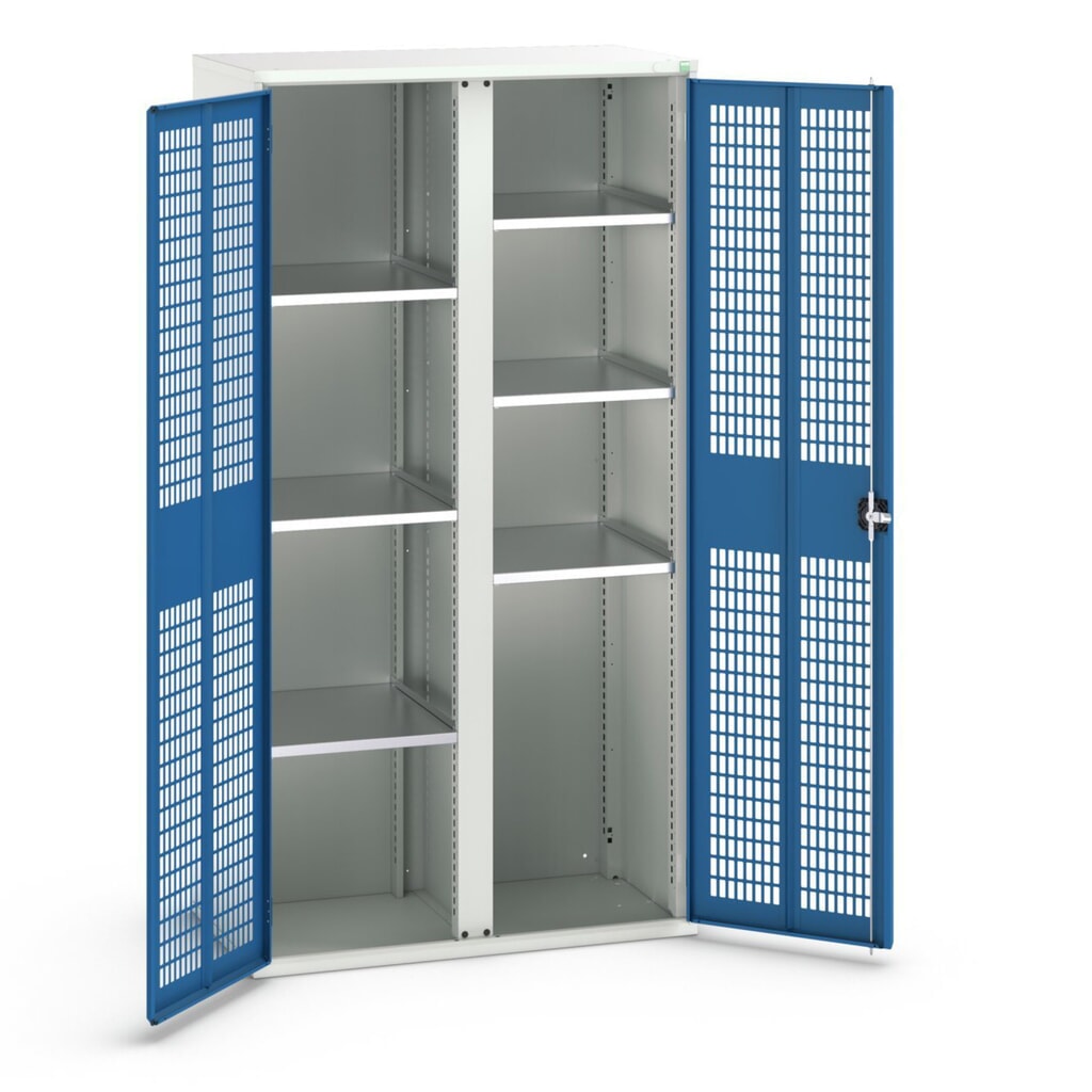 bott verso Kleiderspind mit Belüftung, mit 6 Fachböden und Trennwand, BxTxH: 1050 x550 x 2000 mm Produktabbildung: bott verso Kleiderspind mit Belüftung, mit 6 Fachböden und Trennwand, BxTxH: 1050 x550 x 2000 mm