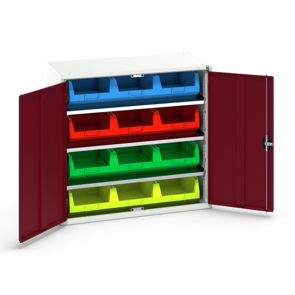 Produktabbildung Nr. 1: bott verso Magazinschrank, mit 3 Fachböden und 12 Sichtlagerkästen, BxTxH: 1050 x 550 x 1000 mm