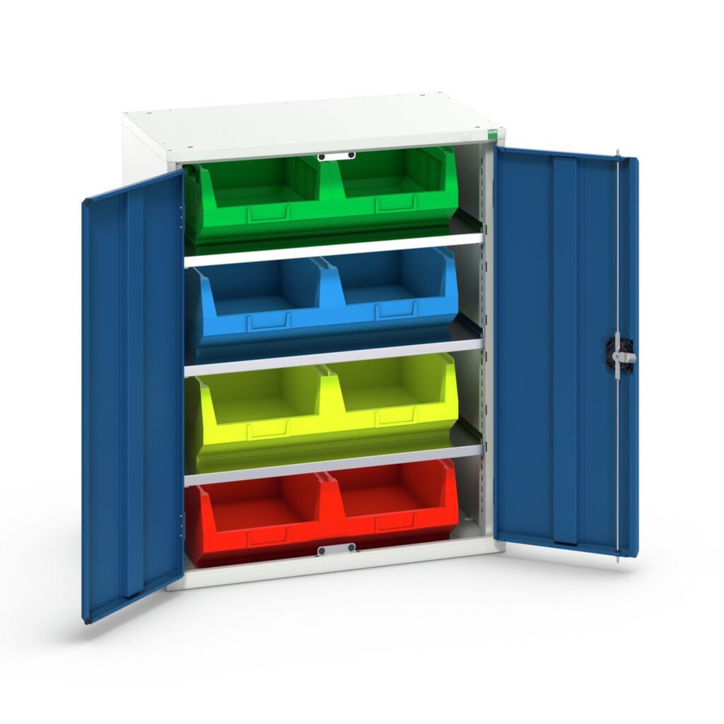 Produktabbildung Nr. 1: bott verso Magazinschrank, mit 3 Fachböden und 8 Sichtlagerkästen, BxTxH: 800 x 550 x 1000 mm