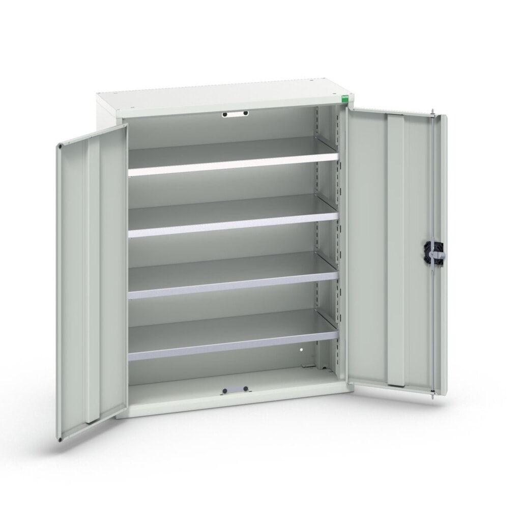 Produktabbildung: bott verso Magazinschrank, mit 4 Fachböden und 20 Sichtlagerkästen, BxTxH: 800 x 350 x 1000 mm