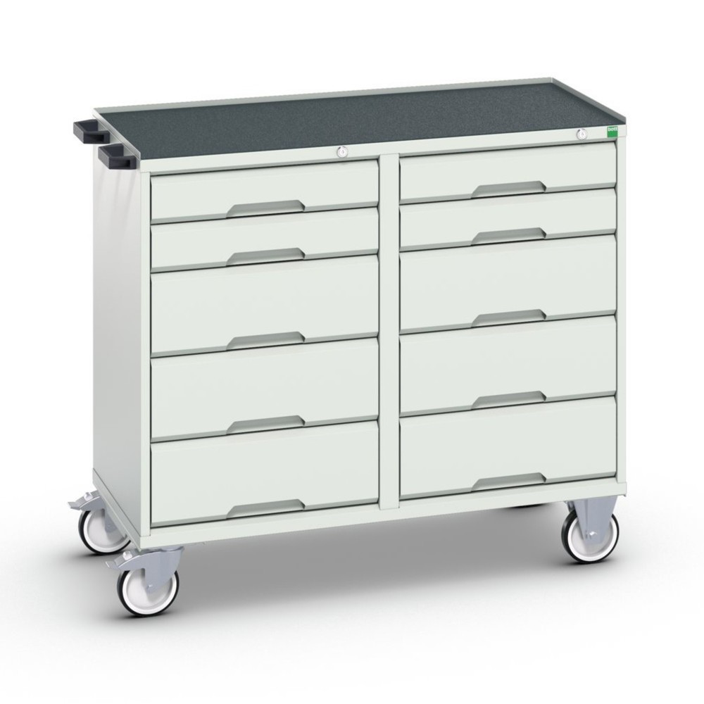 Produktabbildung: bott verso Montagewagen, mit 10 Schubladen und Abrollrand