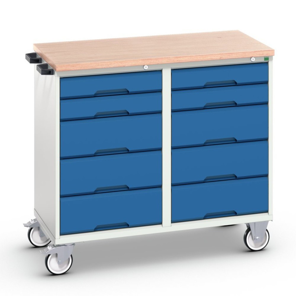Produktabbildung: bott verso Montagewagen, mit 10 Schubladen und Multiplex-Top, BxTxH: 1050 x 600 x 980 mm