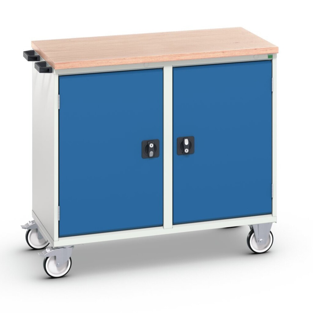Produktabbildung Nr. 1: bott verso Montagewagen, mit 2 Türen, Fachböden und Multiplex-Top, BxTxH: 1050 x 600 x 980 mm