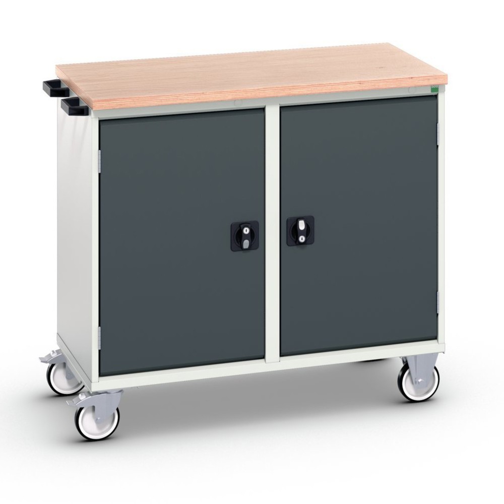 Produktabbildung: bott verso Montagewagen, mit 2 Türen, Fachböden und Multiplex-Top, BxTxH: 1050 x 600 x 980 mm