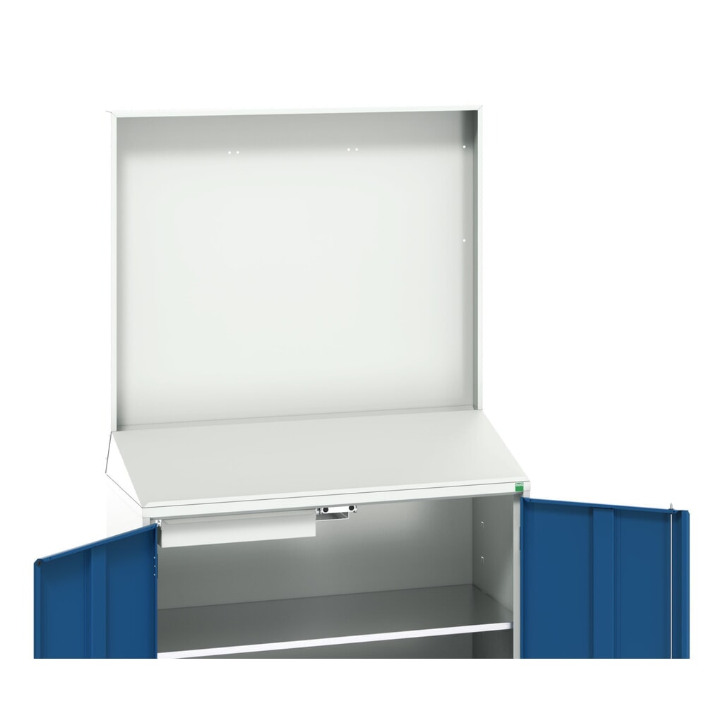 Produktabbildung: bott verso Economy Pult mit glatter Rückwand, mit 2 Fachböden und 1 Schublade, BxTxH: 1050 x550 x 2000 mm