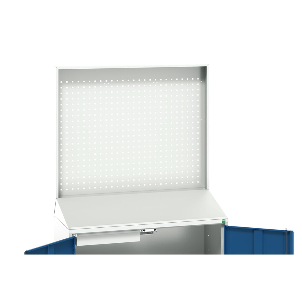 bott verso Economy Pult mit perfo Rückwand, mit 2 Fachböden und 1 Schublade, BxTxH: 1050 x550 x 2000 mm Produktabbildung: bott verso Economy Pult mit perfo Rückwand, mit 2 Fachböden und 1 Schublade, BxTxH: 1050 x550 x 2000 mm