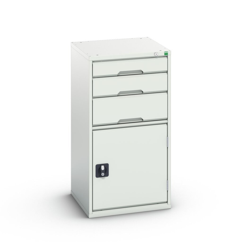 bott verso Schubladenschrank mit Flügeltür, mit 3 Schubladen und Fachboden, BxTxH: 525 x 550 x 1000 mm Produktabbildung: bott verso Schubladenschrank mit Flügeltür, mit 3 Schubladen und Fachboden, BxTxH: 525 x 550 x 1000 mm