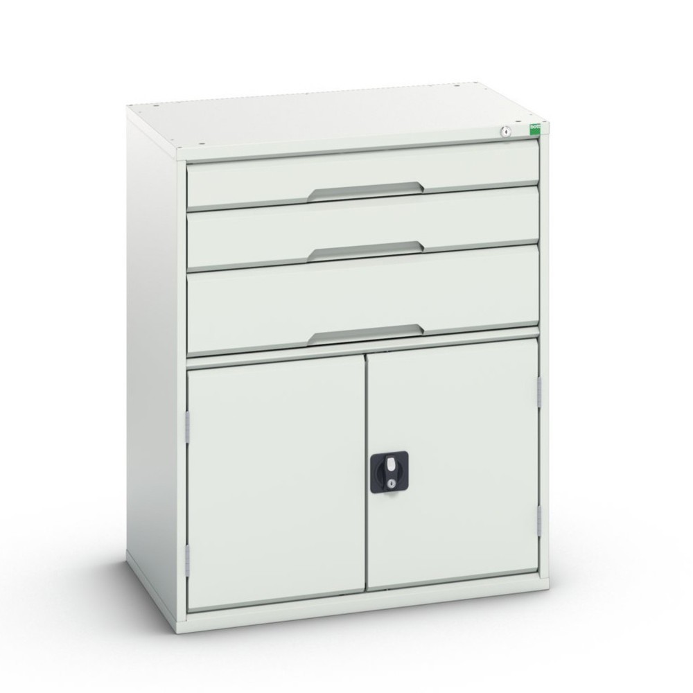 Produktabbildung: bott verso Schubladenschrank mit Flügeltür, 3 Schubladen, Einzelauszug, Fachboden, BxTxH: 800 x 550 x 1000 mm
