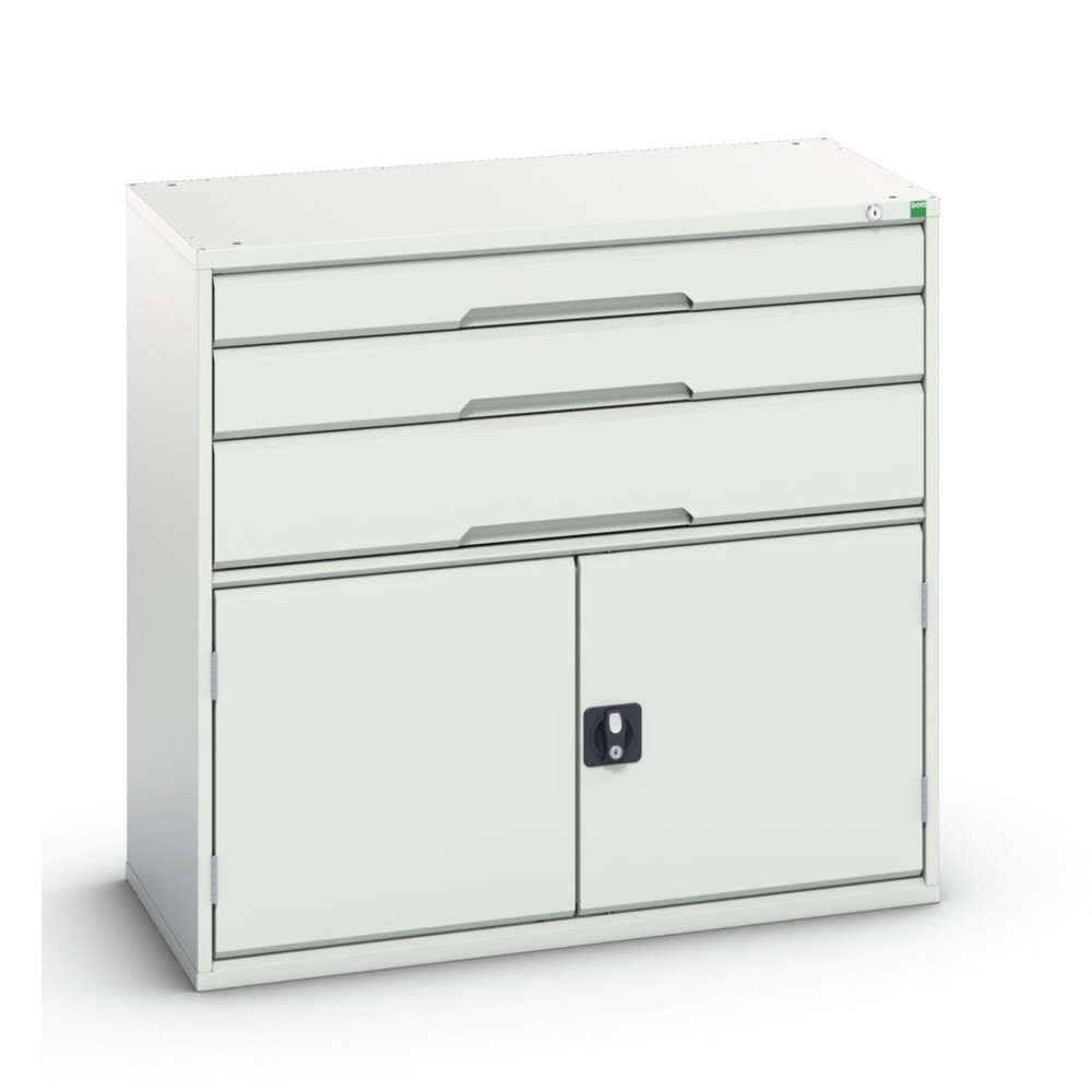 Produktabbildung: bott verso Schubladenschrank mit Flügeltür, 3 Schubladen, Einzelauszug, Fachboden, BxTxH: 1050 x 550 x 1000 mm