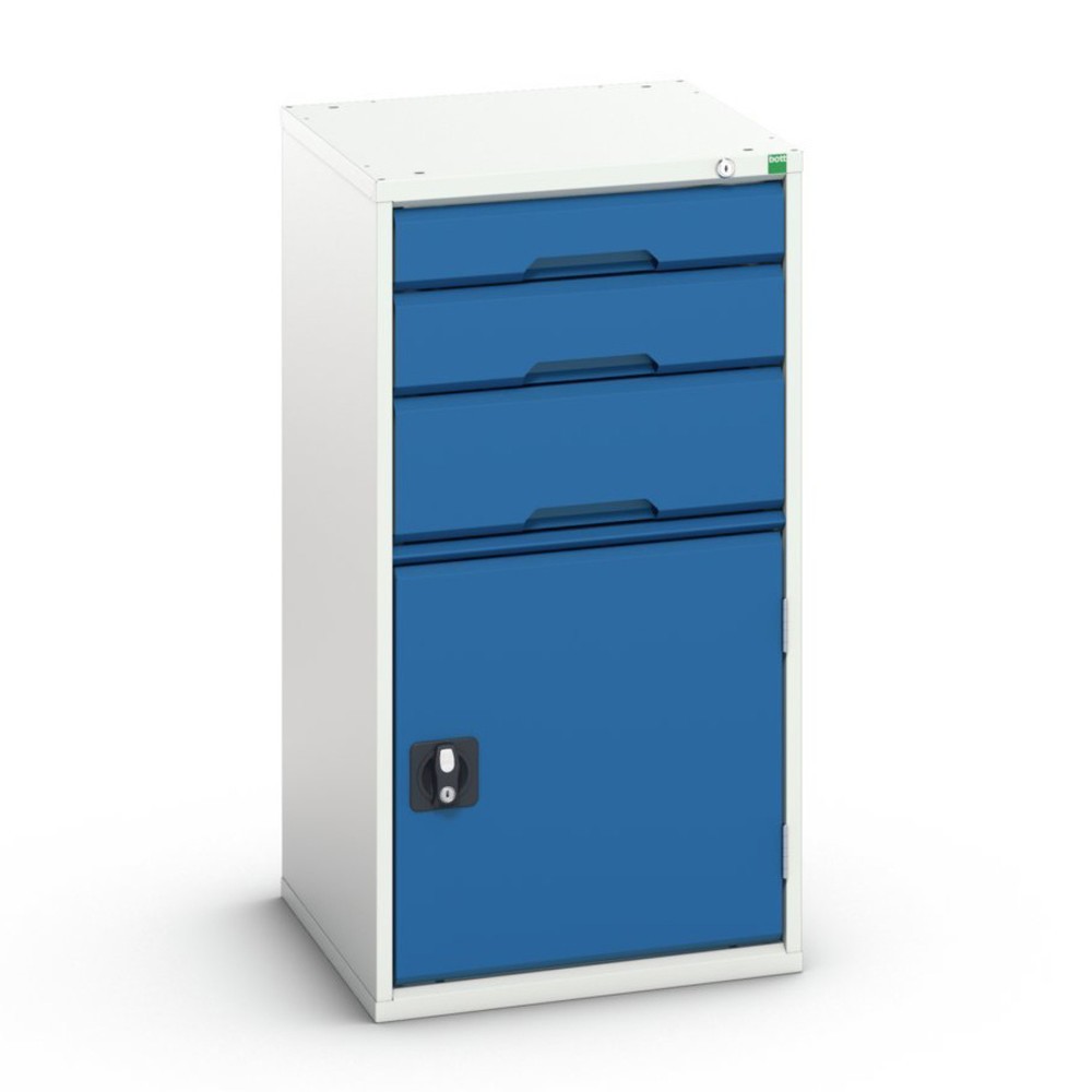 Produktabbildung: bott verso Schubladenschrank mit Flügeltür, 3 Schubladen, Einzelauszug, Fachboden, BxTxH: 525 x 550 x 1000 mm
