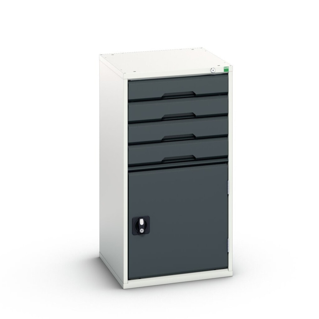 bott verso Schubladenschrank mit Flügeltür, mit 4 Schubladen und Fachboden, BxTxH: 525 x 550 x 1000 mm Produktabbildung Nr. 1: bott verso Schubladenschrank mit Flügeltür, mit 4 Schubladen und Fachboden, BxTxH: 525 x 550 x 1000 mm