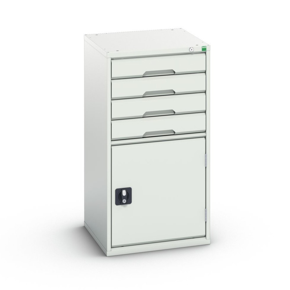 Produktabbildung: bott verso Schubladenschrank mit Flügeltür, 4 Schubladen, Einzelauszug, Fachboden, BxTxH: 525 x 550 x 1000 mm