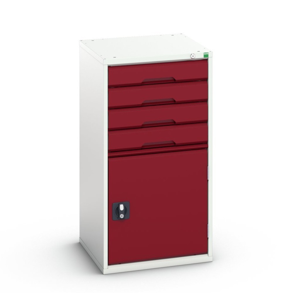 Produktabbildung: bott verso Schubladenschrank mit Flügeltür, mit 4 Schubladen und Fachboden, BxTxH: 525 x 550 x 1000 mm