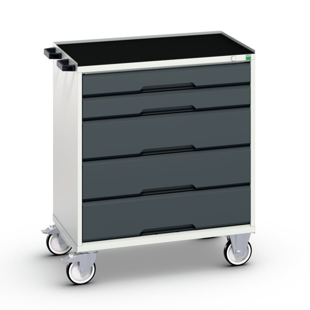 Produktabbildung: bott verso Werkstattwagen, mit 5 Schubladen und Abrollrand, BxTxH: 800 x 550 x 965 mm