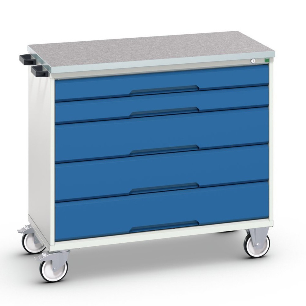 Produktabbildung Nr. 1: bott verso Werkstattwagen, mit 5 Schubladen und Linoleum-Top, BxTxH: 1050 x 600 x 980 mm