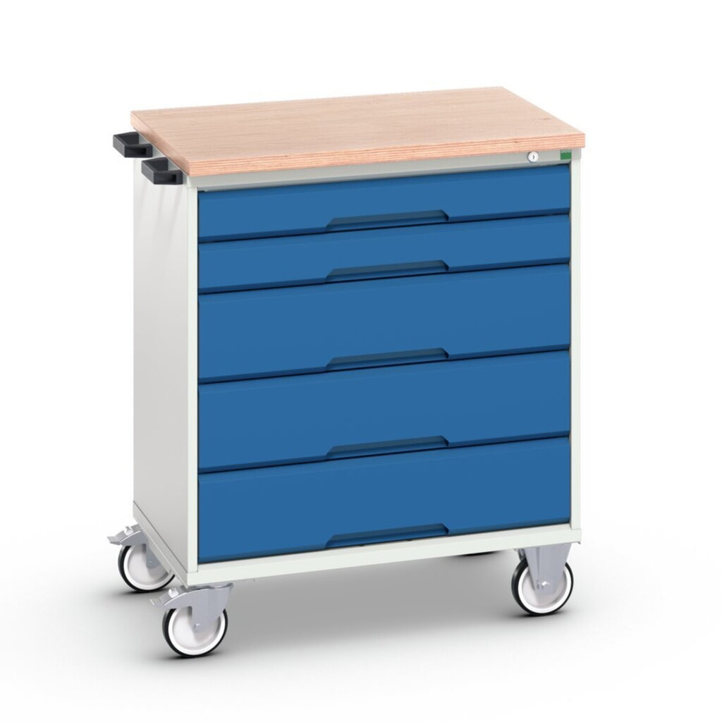 bott verso mobiler Schubladenschrank, mit 5 Schubladen und Multiplex Top, BxTxH: 800 x 600 x 980 mm Produktabbildung Nr. 1: bott verso mobiler Schubladenschrank, mit 5 Schubladen und Multiplex Top, BxTxH: 800 x 600 x 980 mm