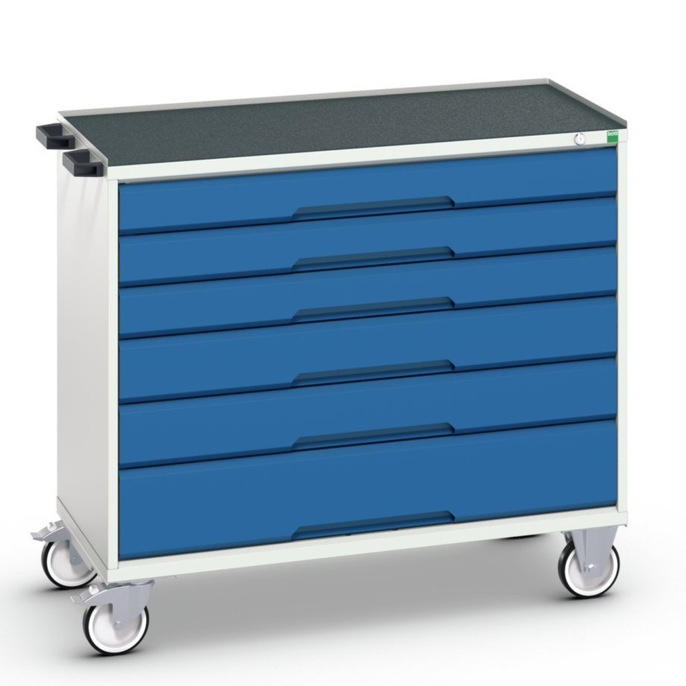 Produktabbildung: bott verso Werkstattwagen, mit 6 Schubladen und Abrollrand, BxTxH: 1050 x 550 x 965 mm