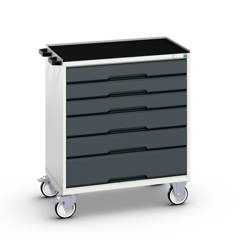 Produktabbildung: bott verso Werkstattwagen, mit 6 Schubladen und Abrollrand, BxTxH: 800 x 550 x 965 mm