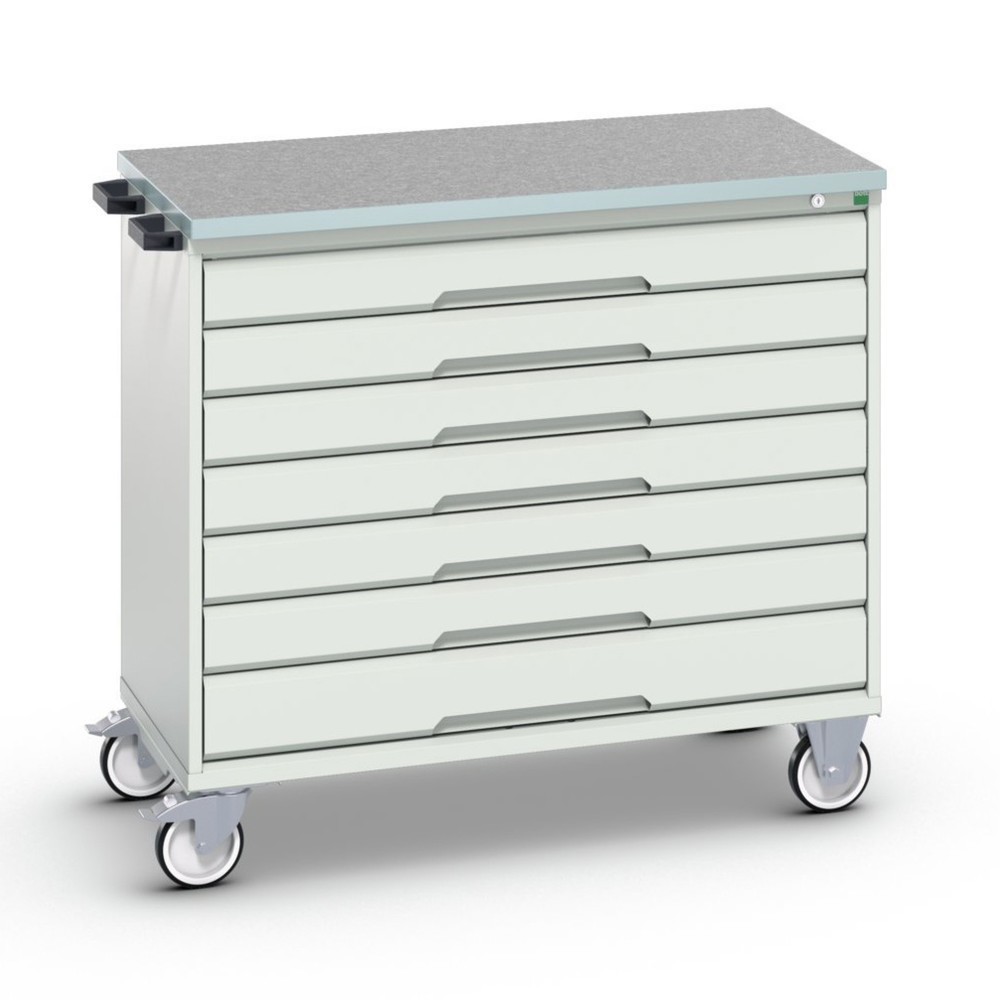 Produktabbildung: bott verso mobiler Schubladenschrank, mit 7 Schubladen und Linoleum-Top