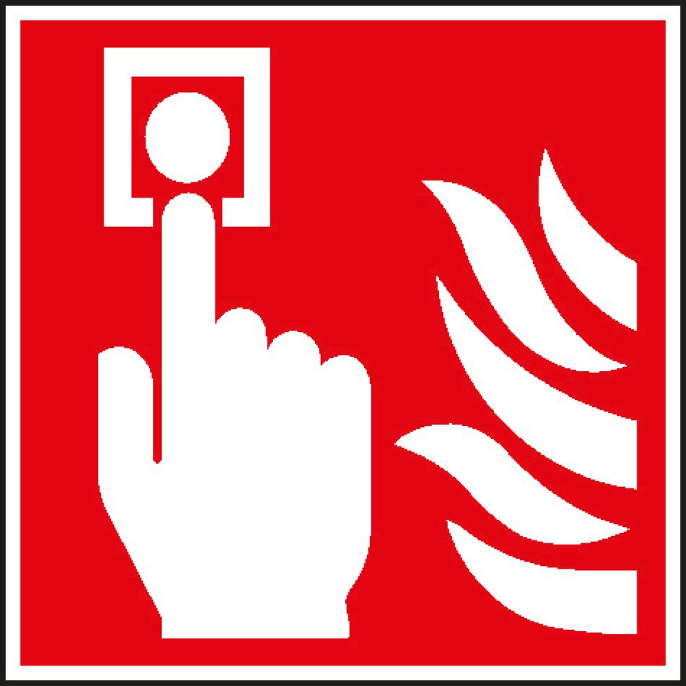 Produktabbildung: Brandmelder (manuell) mit Flammen, HxB 150 x 150 mm, Folie HI