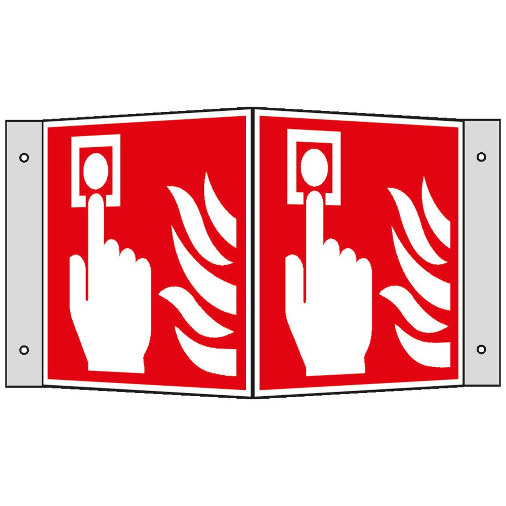 Produktabbildung: Brandmelder (manuell), Winkel, HxB 150 x 150 mm, Alu HI