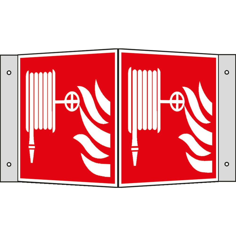 Produktabbildung: Löschschlauch mit Flammen, Winkel, HxB 150 x 150 mm, Alu HI