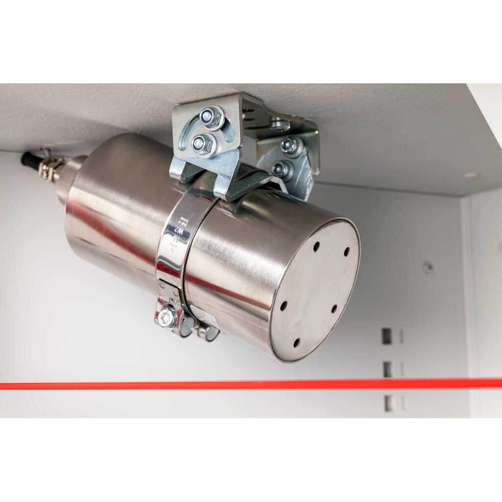 Brandunterdrückungssystem mit Schutzbügel für asecos® Akku-Sicherheitsschränke Produktabbildung: Brandunterdrückungssystem mit Schutzbügel für asecos® Akku-Sicherheitsschränke