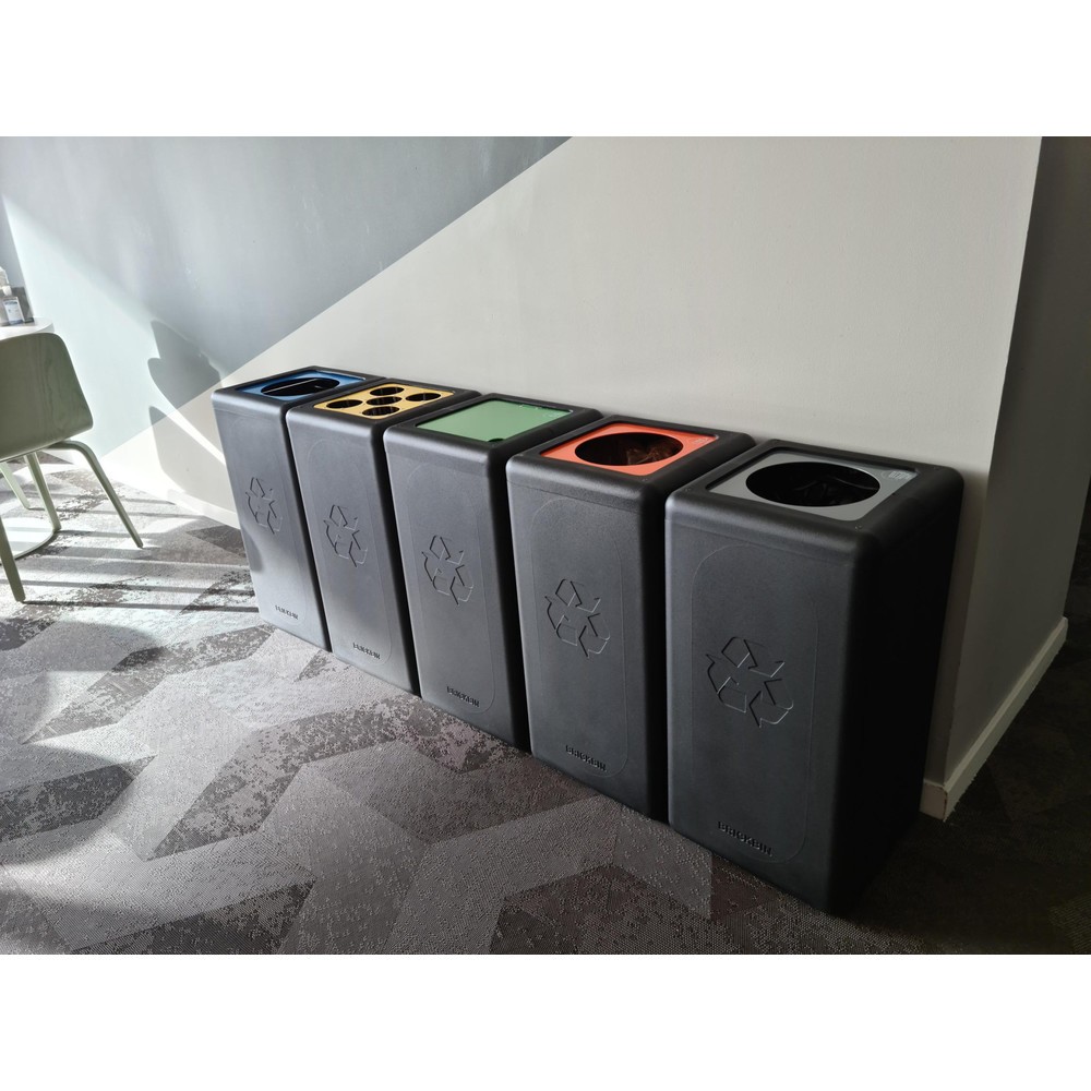 Produktabbildung Nr. 5: BRICKBIN Abfallbehälter für Becher, aus recyceltem Kunststoff und Kaffeesatz, 65 Liter, schwarz/gelb