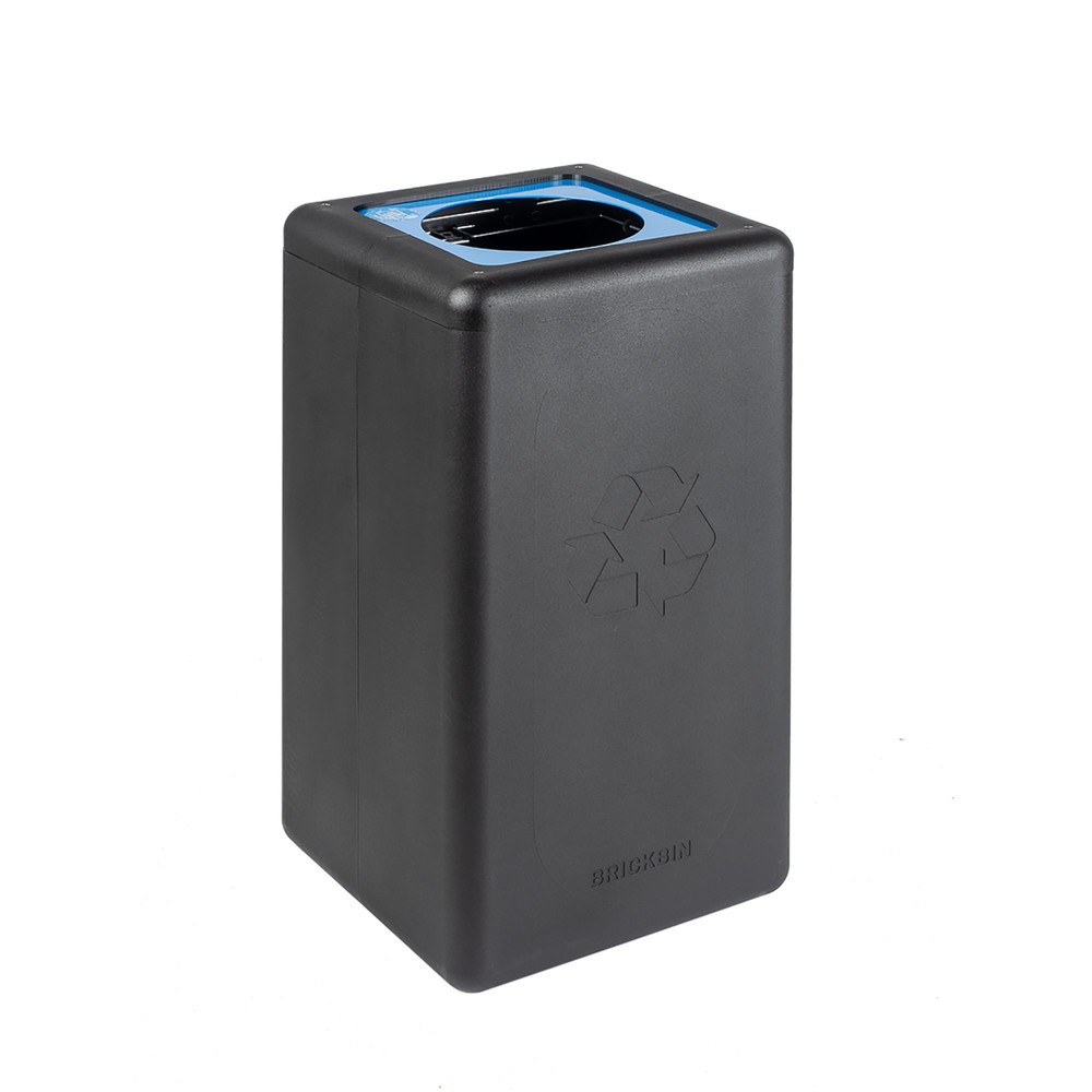 Produktabbildung: BRICKBIN Abfallbehälter für Papier, aus recyceltem Kunststoff, 65 Liter, quadratisch, schwarz/blau