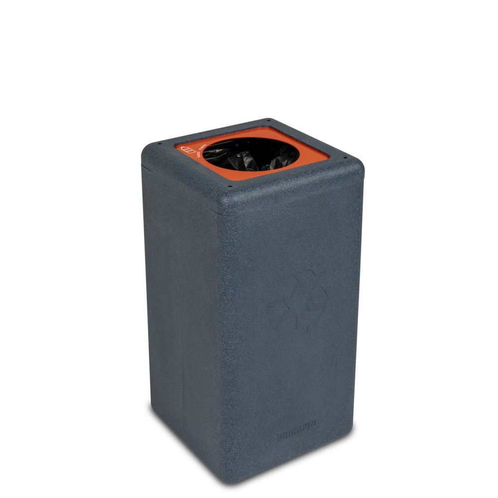 Produktabbildung: BRICKBIN Abfallbehälter für Plastik, aus recyceltem Kunststoff, 65 Liter, quadratisch, grau/orange