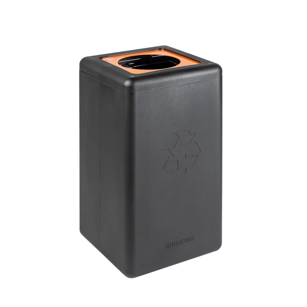 Produktabbildung: BRICKBIN Abfallbehälter für Plastik, aus recyceltem Kunststoff, 65 Liter, quadratisch, schwarz/orange