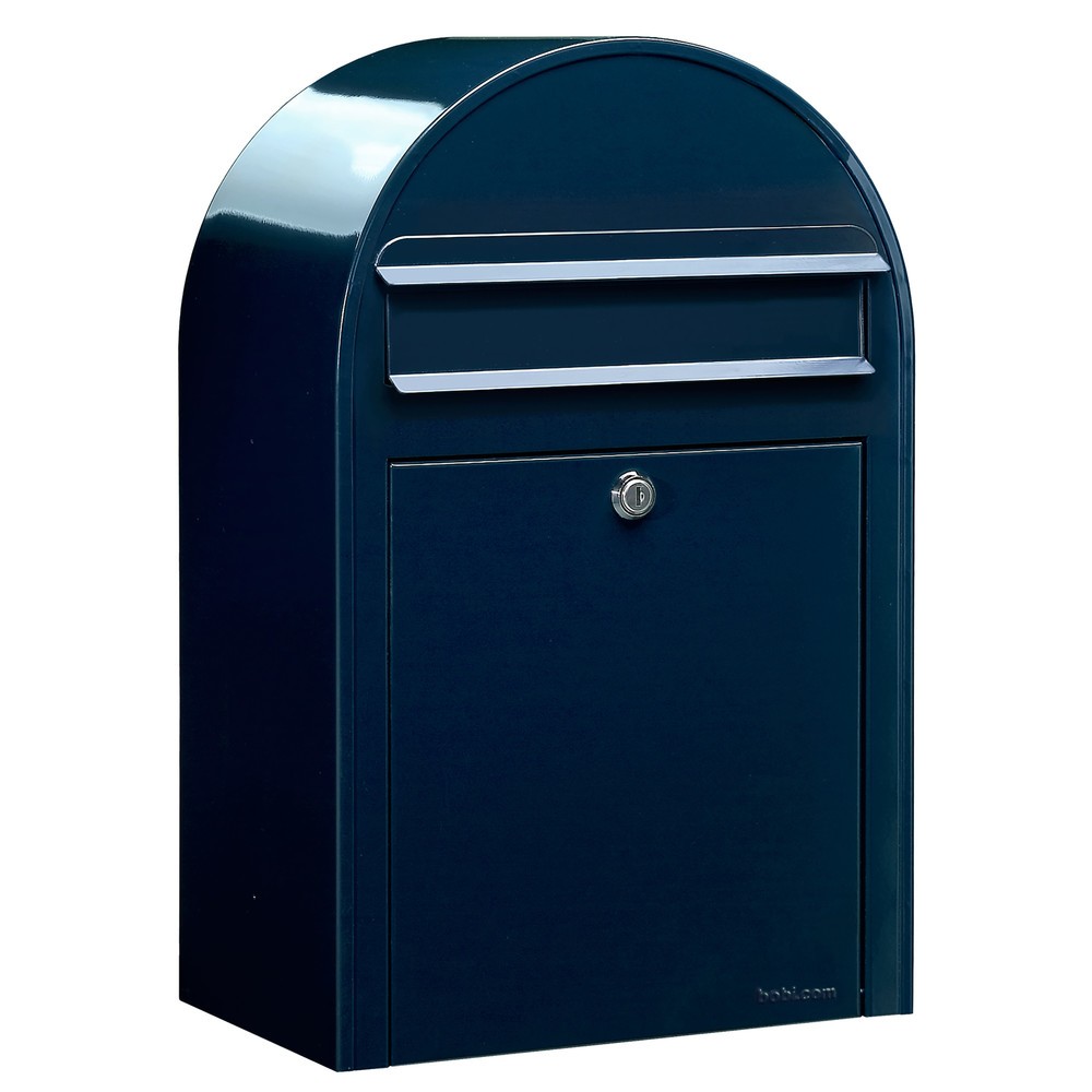 Produktabbildung: Briefkasten Bobi mit Einwurföffnung, HxBxL 500 x 320 x 210 mm, verzinkter Stahl, blau