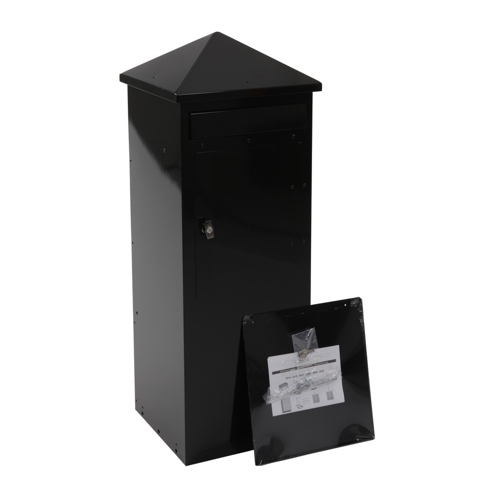 Produktabbildung Nr. 4: Briefkasten mit Einwurföffnung, aus verzinktem Stahl, quadratisch, schwarz