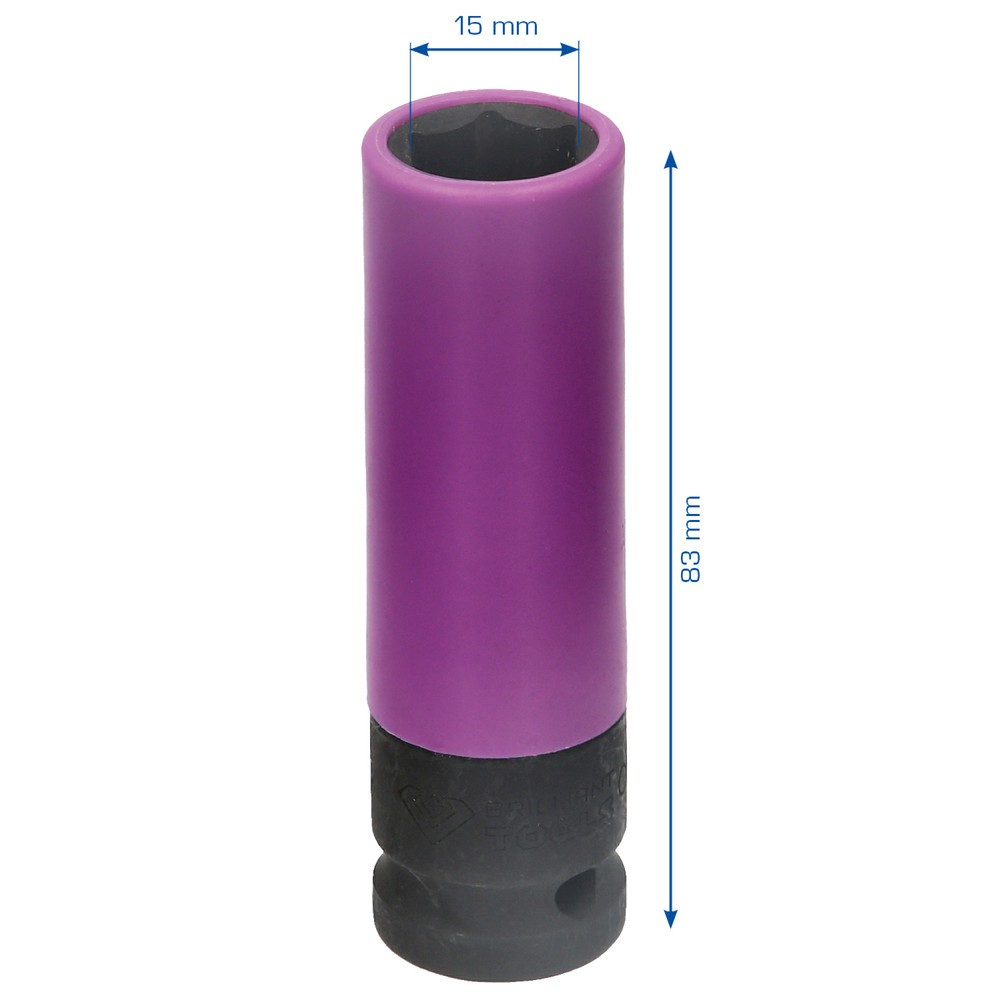 Produktabbildung Nr. 2: BRILLIANT TOOLS 1/2" Alu-Felgen-Kraft-Stecknuss, 15 mm
