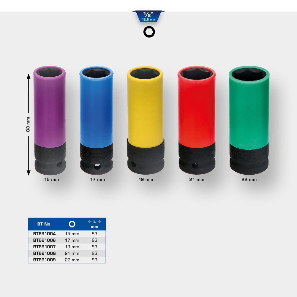 Produktabbildung Nr. 7: BRILLIANT TOOLS 1/2" Alu-Felgen-Kraft-Stecknuss, 22 mm