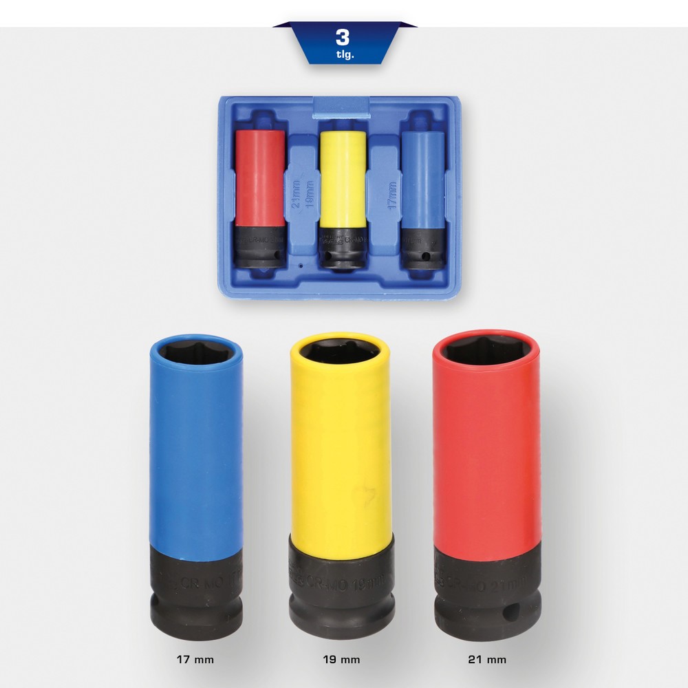Produktabbildung Nr. 12: BRILLIANT TOOLS 1/2" Alu-Felgen-Kraft-Stecknuss-Satz, 17 / 19 / 21 mm, 3-tlg
