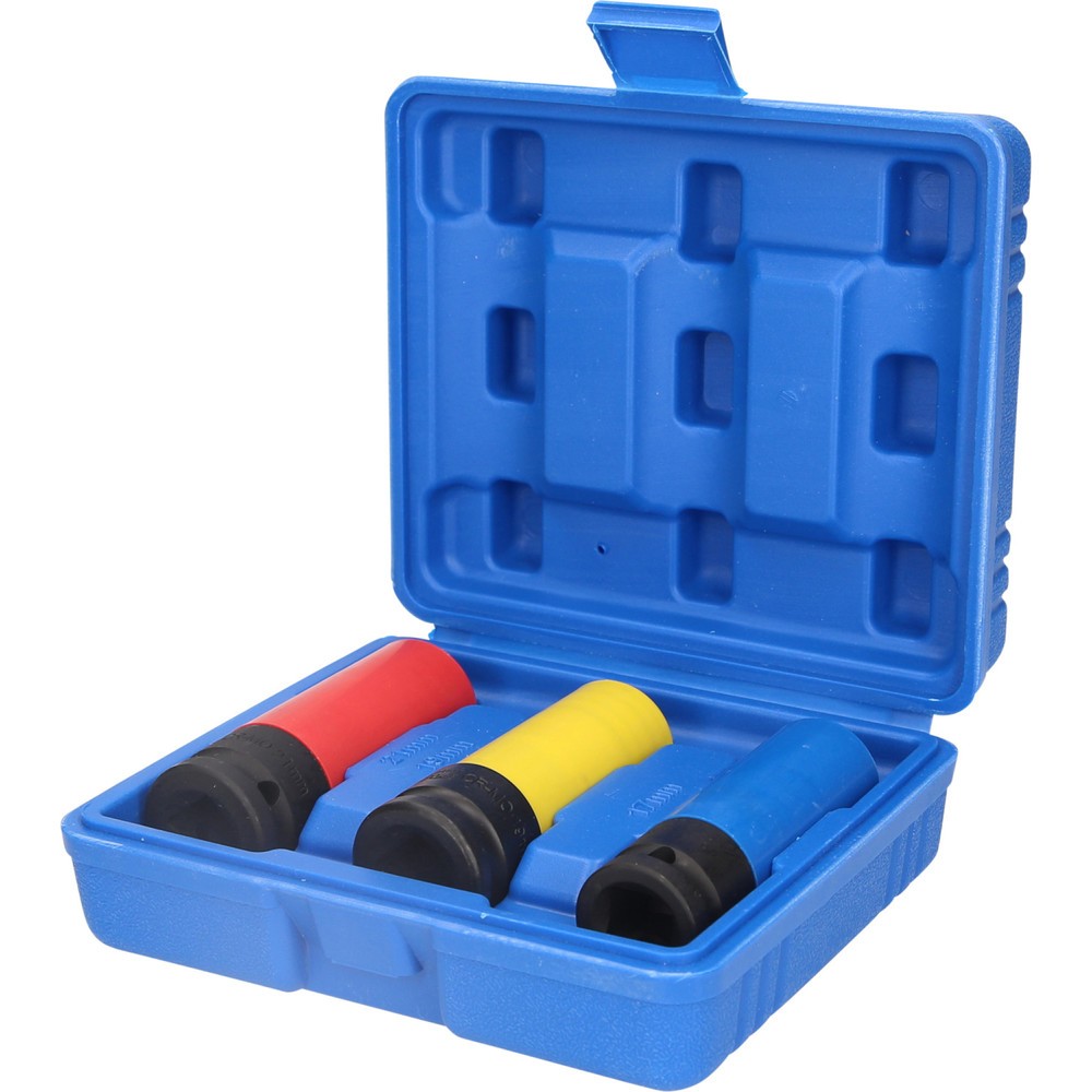 Produktabbildung: BRILLIANT TOOLS 1/2" Alu-Felgen-Kraft-Stecknuss-Satz, 17 / 19 / 21 mm, 3-tlg