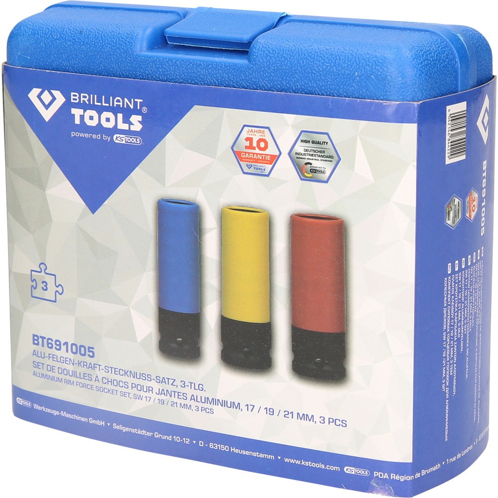 Produktabbildung Nr. 9: BRILLIANT TOOLS 1/2" Alu-Felgen-Kraft-Stecknuss-Satz, 17 / 19 / 21 mm, 3-tlg