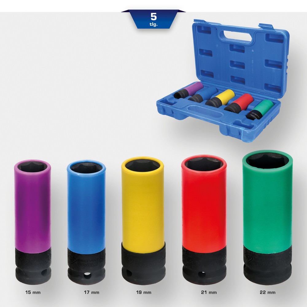Produktabbildung Nr. 11: BRILLIANT TOOLS 1/2" Alu-Felgen-Kraft-Stecknuss-Satz, 5-tlg