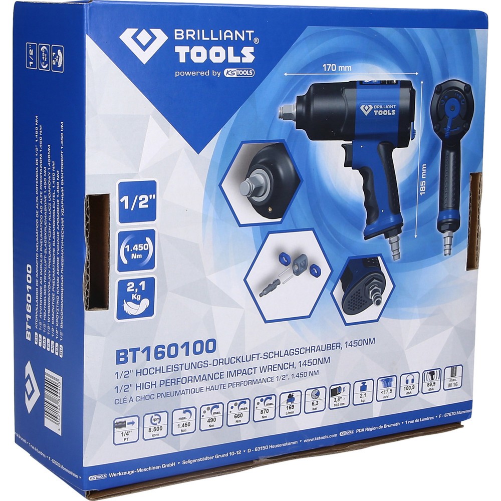 Produktabbildung Nr. 3: BRILLIANT TOOLS 1/2" Druckluft-Schlagschrauber, 1450 Nm