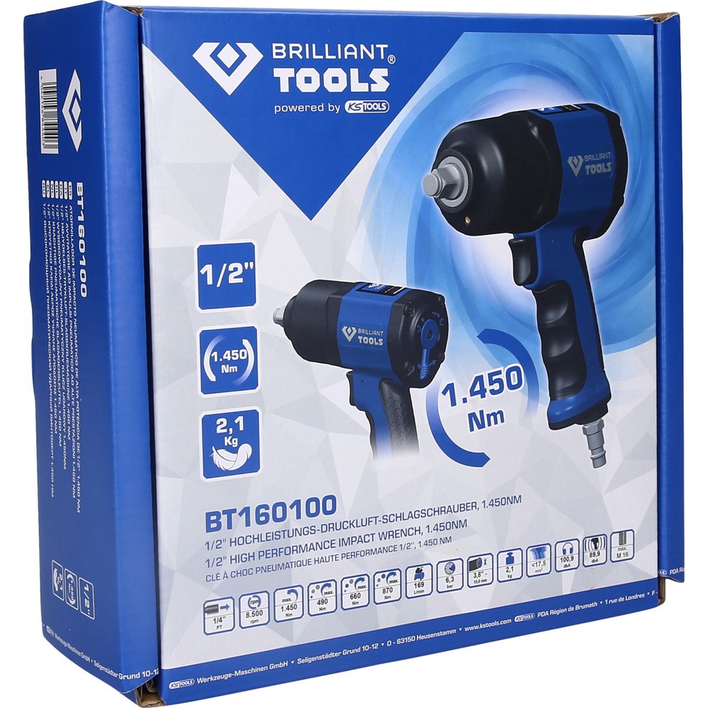 Produktabbildung Nr. 5: BRILLIANT TOOLS 1/2" Druckluft-Schlagschrauber, 1450 Nm